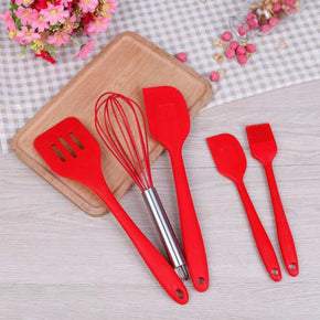 5 Pcs Non-stick Silicone Spatula Set Home And Kitchen Accessories Cooking Tools For Baking KQ434