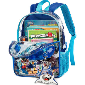 Shark Backpack Preschool Backpack With Lunch Bag And Pencil Case For Boys / 131015-3