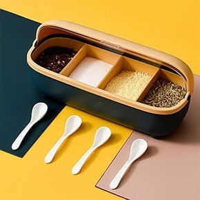 Spice Bottle Four Compartment Condiment Spice Box,with Spoons,Suitable for Kitchen/kr-063