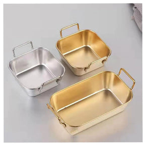 Food Serving Tray With Handle Gold Plate STAINLESS STEEL 28x35x6 CM/kr-243