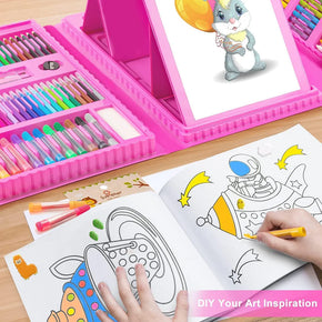 208 pcs Plastic Deluxe Art Set Box & Drawing Kit With Crayons Oil Pastels Colored Pencil/KL866