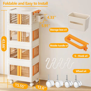 4 Tier Stackable Storage Box With Wheels/kr-1116