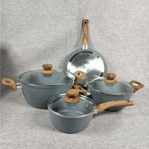 High Quality Forged Aluminum Non Stick Cookware Set 7 Pcs Includes Pot Lid/kr-284