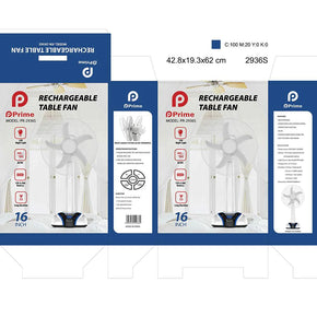 **NET**Prime Rechargeable 2936S 16 Inch Table Fan / PR-29365S