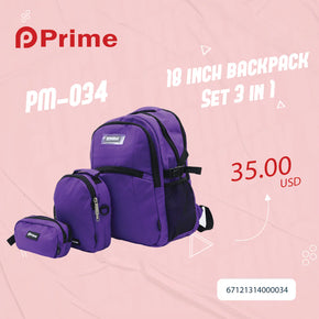 Prime BackPack Set Of 3 Pcs / PM-034