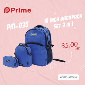 Blue Prime Backpack Set Of 3 Pcs / PM-035