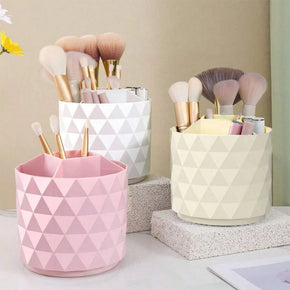 360 Degree Rotating Round Makeup Brush Storage Box With Dustproof Cover/kq712