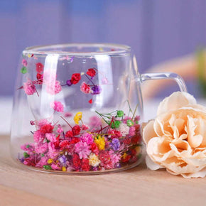 Transparent Mug With Colorful Flowers 250ml/kq346-1