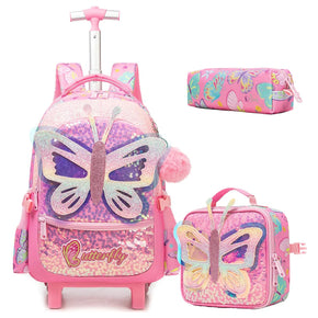 Butterfly Backpack Trolley Bag 3 Pcs