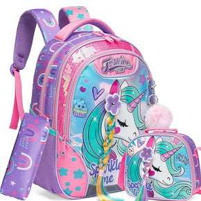 Unicorn Backpack For Girls Set Of 3 Pcs/17601-3