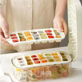 Pressing Ice Lattice Mold, Ice Cube Tray With Lid And Bin, Ice Trays For Freezer With Ice Scoop Storage Space For Cocktail Freezer Chilled Drink Refrigerator Storage/kn-444