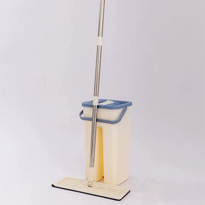 Household Cleaning Tool Wet Dry Hand-Free Mop Bucket Set With Plastic Basket Cloth Material
