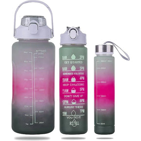 3pcs Water Bottles With Straw Water Bottle With Time Marker Leakproof & BPA Free Drinking Sports Water Bottle For Fitness Gym & Outdoor/kn-22