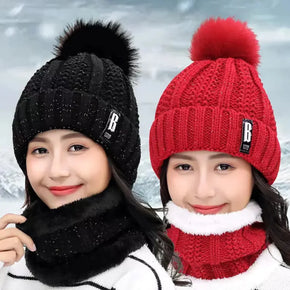 Winter Keep Warm Fashion Knitted Snood Cap And Scarf Set/kn-608