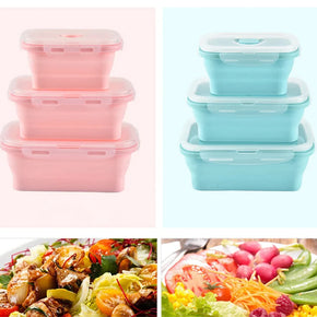 Collapsible Silicone Food Storage Containers With Airtight Lids Set Of 4 Pcs/kr-043