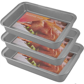 Non-Stick Rectangle Roasting Marble Baking Pan Set 3 Pcs/kr-403