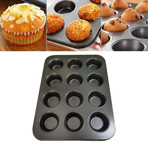 Mini Muffin Tray 12 Cup Muffins Pan Carbon Steel 35x26.5x3cm/kr-372