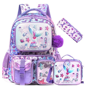 Meetbelify Mermaid School Backpack Set Of 3 Pcs/17305-3