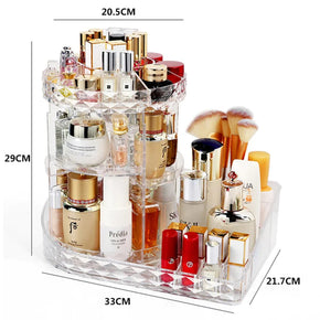 360 Rotating Makeup Beauty Organizer Acrylic Box Dresser Lipstick Skin Care Shelf Diamond Pattern Cosmetics Receiving Box/kr-026