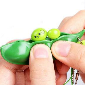 Pop It Squishy Squeeze Peas Stress Rubber Keychain Toy / PO-28
