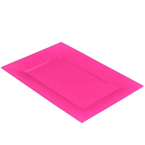 Fuchsia Rectangular Plastic Plate ( 3 Pcs) / C-731A/c-730 Birthday & Party Supplies