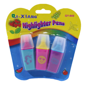 Mini Highlighter Pens 3 Pcs / QY-809